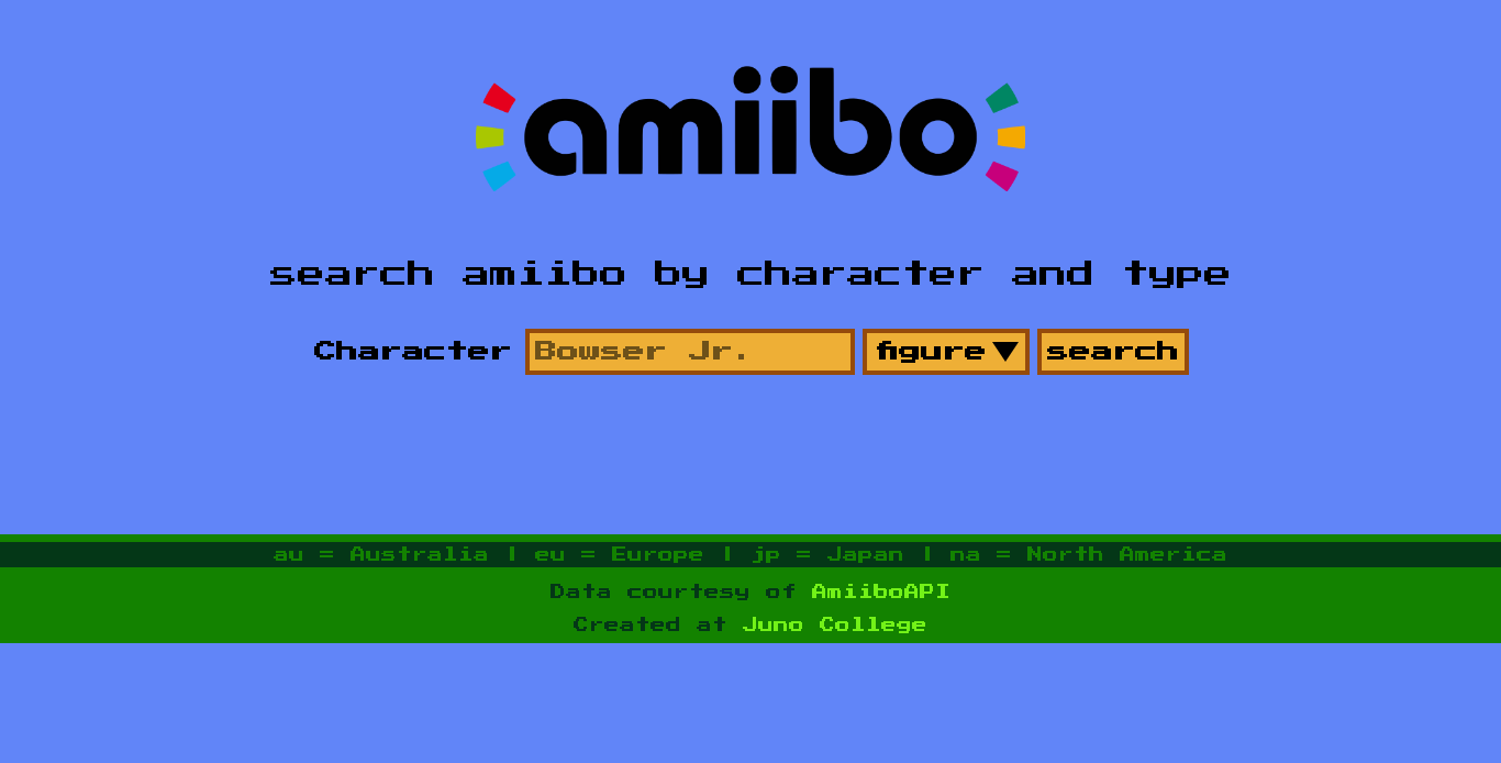 Amiibo search projecy screenshot