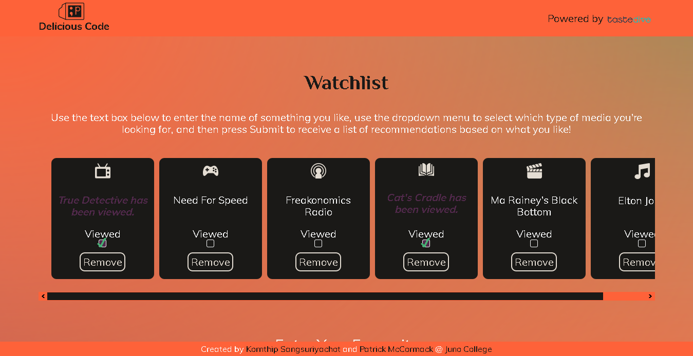 watchlist project screenshot